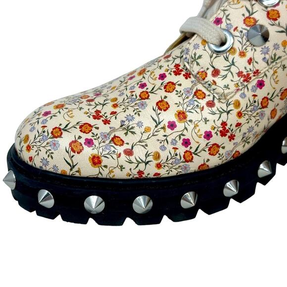 Schutz Andrea Lace Up Studded Floral Combat Boots - Picture 4 of 15